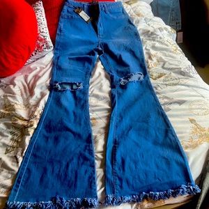 JC & JQ Rip denim blue Stretchy jeans Size Xl